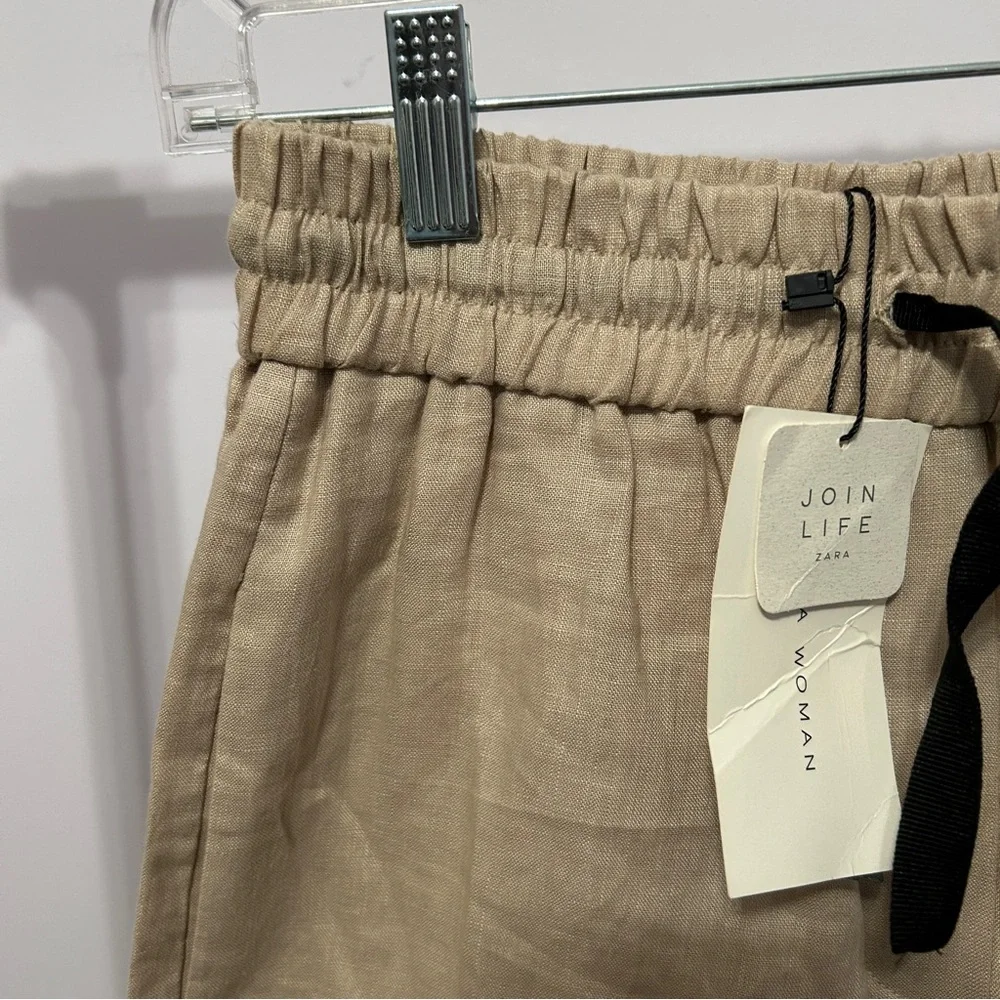 NWT Zara Woman 100% Linen Boho Lagenlook Wide Leg Trousers Size XS - “Karol”